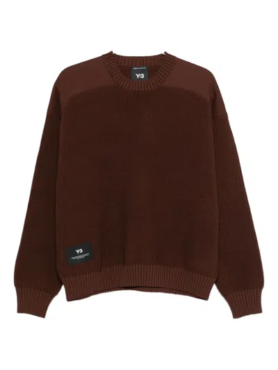 Y-3 Ribbed-knit Crew-neck Sweater In Burgundy