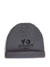 Y-3 Ribbed Logo Beanie Hat In Gray