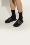 Y-3 Plain Leather Slides In Black