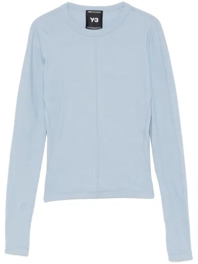 Y-3 Rubberised-logo T-shirt In Blue