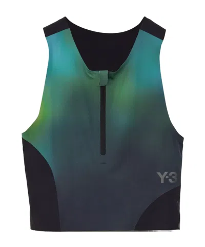 Y-3 Running Half-zip Vest In Green