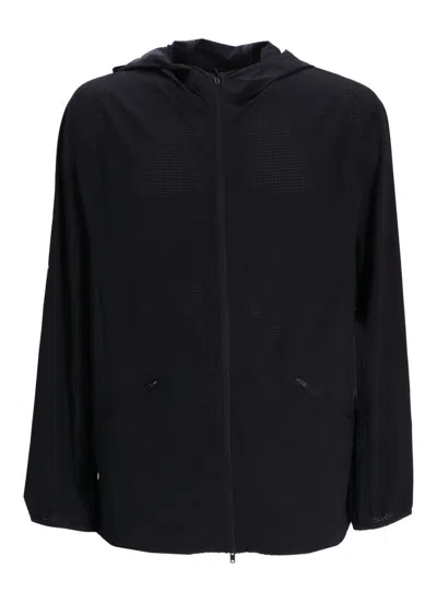 Y-3 Running Logo Ripstop Hooded Jacket In Black