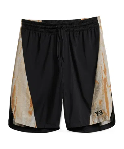 Y-3 Rust-dye Track Shorts In Black