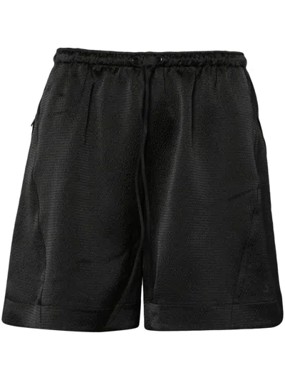 Y-3 Seersucker-texture Track Shorts In Black