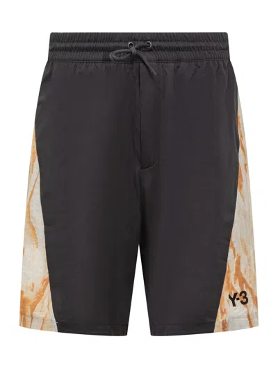 Y-3 Shorts With Rust Dye Print In Black/mucoca