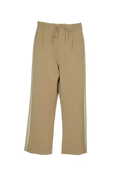 Y-3 Side Stripe Drawstring Trousers In Khaki/white
