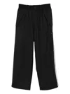 Y-3 Adidas Black Baggy Pants With Side Bands  In Black
