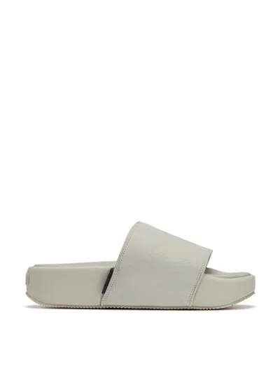 Y-3 Slide Sandals With Wide Leather Strap In Gray