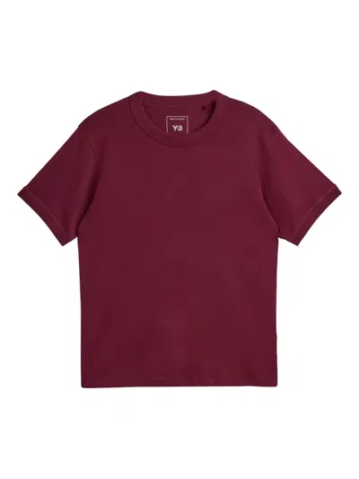 Y-3 Maroon Crewneck Cotton T-shirt In Burgundy
