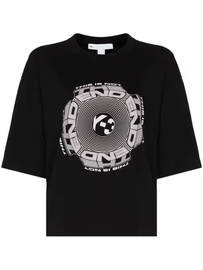Y-3 Slogan Graphic-print T-shirt In Black
