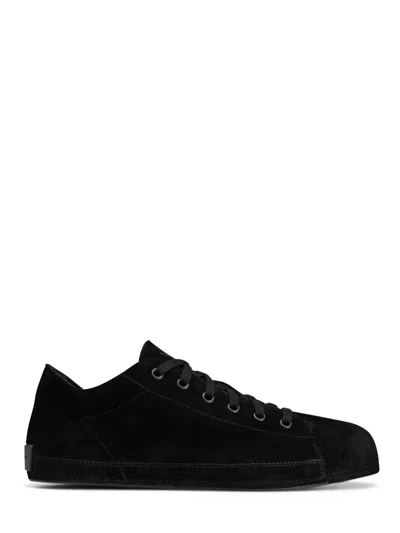 Y-3 SMOOTH BLACK LEATHER SNEAKERS WITH SUEDE FINISH