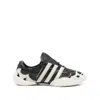 Y-3 Black Leather Sneakers With Cream Accents And Iconic Stripes In Multi