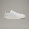 Y-3 White Leather Sneakers With Rounded Toe And Lace-up Closure