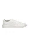 Y-3 White Leather Sneakers With Rounded Toe And Lace-up Closure In White