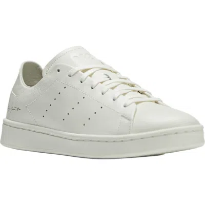 Y-3 White Leather Sneakers With Rounded Toe And Lace-up Closure