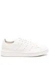 Y-3 White Leather Sneakers With Rounded Toe And Lace-up Closure In Weiss