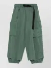 Y-3 Straight Trousers With Adjustable Belt And Pockets In Green