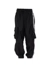 Y-3 Cargo Trousers Elasticated Cuffs Multiple Pockets Stripe In Black