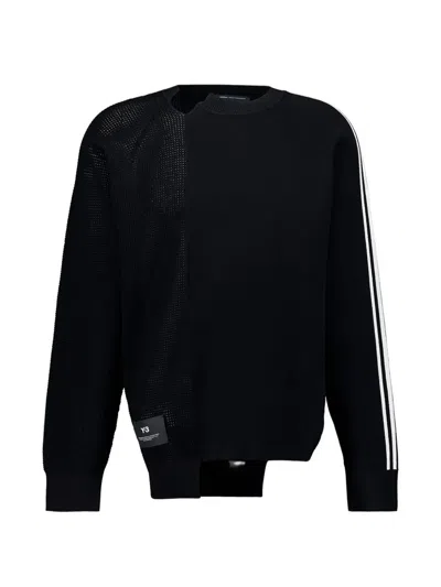 Y-3 Adidas Logo Perforated Knit Sweater Clothing In Black