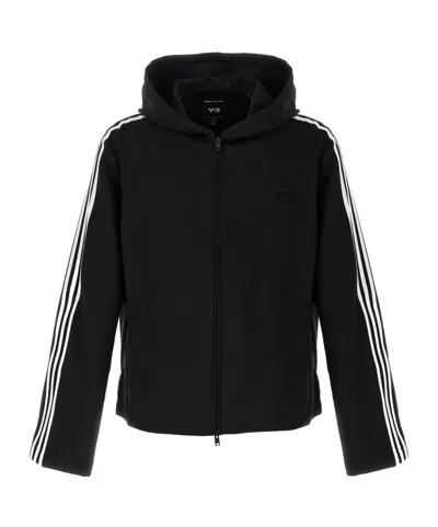 Y-3 Stripe-detail Hoodie In Black