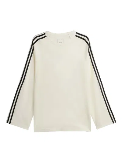 Y-3 Stripe-detail Long-sleeve T-shirt In Gray