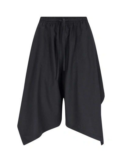 Y-3 Stripe Detailed Layered Effect Shorts In Black