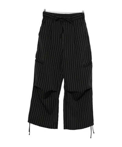 Y-3 Striped Casual Trousers In Black