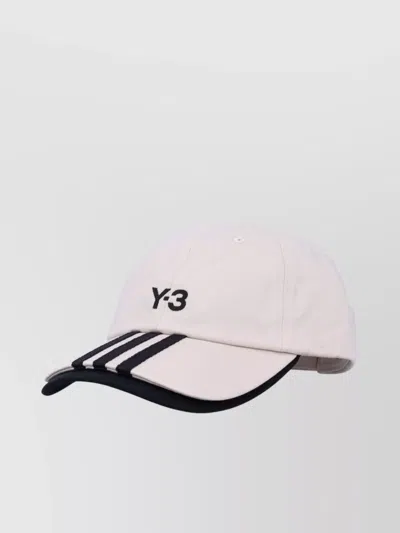 Y-3 Striped Dual Brim Hat In White