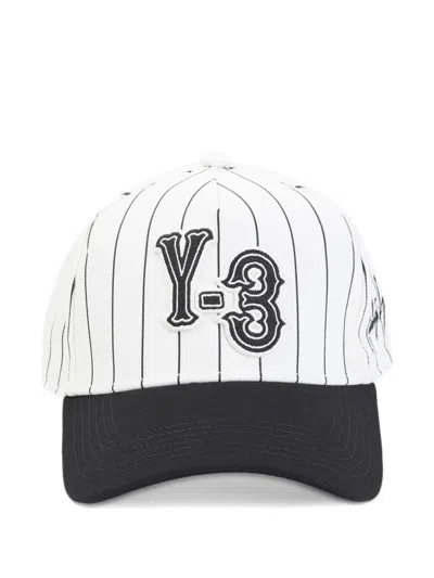 Y-3 Pinstripe Logo-detail Baseball Cap In White