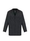 Y-3 Striped-pattern Buttoned Jacket In Black