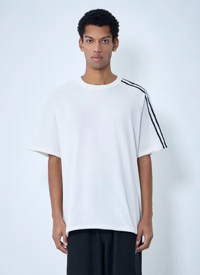 Y-3 Striped Shoulder Cotton T-shirt In White