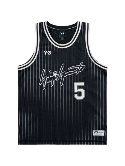 Y-3 Striped Sleeveless Basketball Jersey In Black