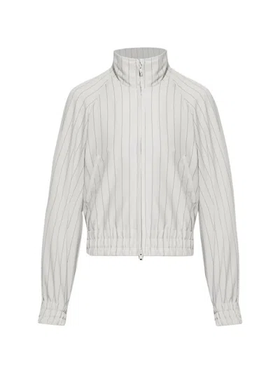 Y-3 Striped Zip-up Jacket In White