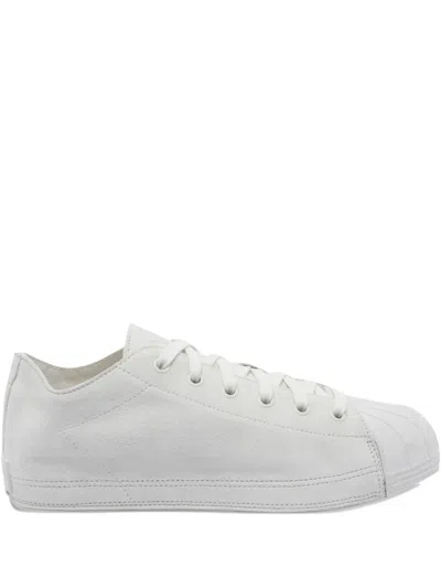 Y-3 Suede Leather Lace-up Sneakers In White
