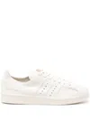 Y-3 White Leather Sneakers With Rounded Toe And Lace-up Closure