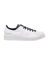 Y-3 Premium Leather Sneakers With Rubber Shell Toe In White
