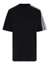 Y-3 Y 3 3 Stripes Crew Neck T Shirt In Black