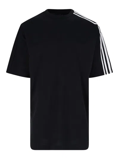 Y-3 Y 3 3 Stripes Crew Neck T Shirt In Black