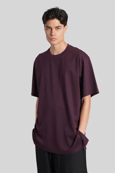 Y-3 T-shirt In Bordeaux Wool And Polyester In Purple