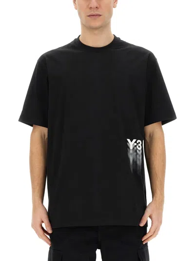 Y-3 Gfx Ss Cotton T-shirt In Black