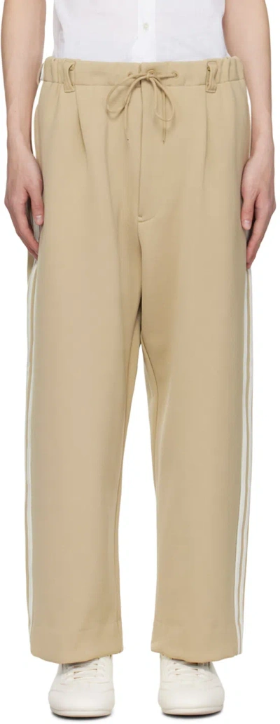 Y-3 Signature 3-stripes Logo Track Pants In Trace Khaki/off Whit