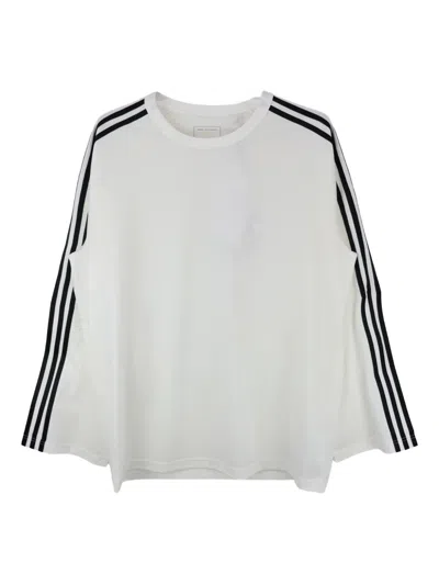 Y-3 Three-stripe Long-sleeve T-shirt In White
