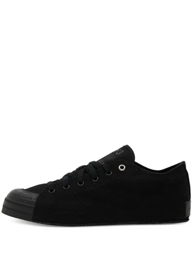 Y-3 Three-stripe Low Trainers In Black