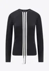 Y-3 Contrasting Striped Long-sleeve Top With Drawstring Hem In Black