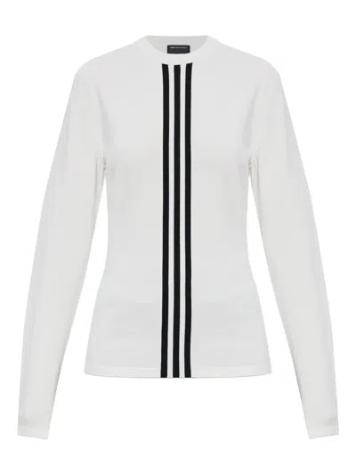 Y-3 Three-stripes Long-sleeved T-shirt In White