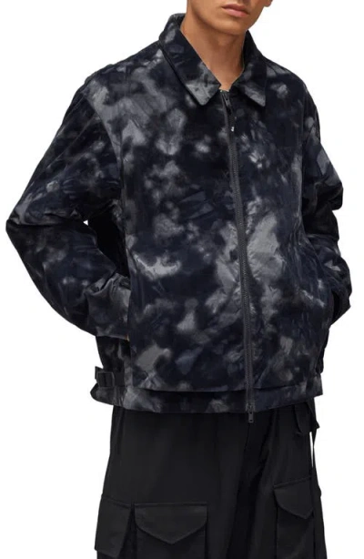 Y-3 Aop Nyl Lin J Zipped Jacket In Blue
