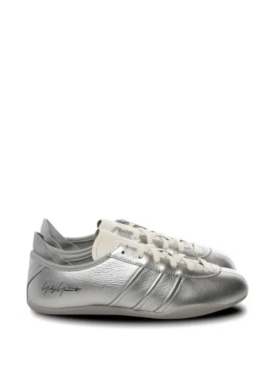 Y-3 Tokyo Signature Stripe Leather Sneakers In Silver