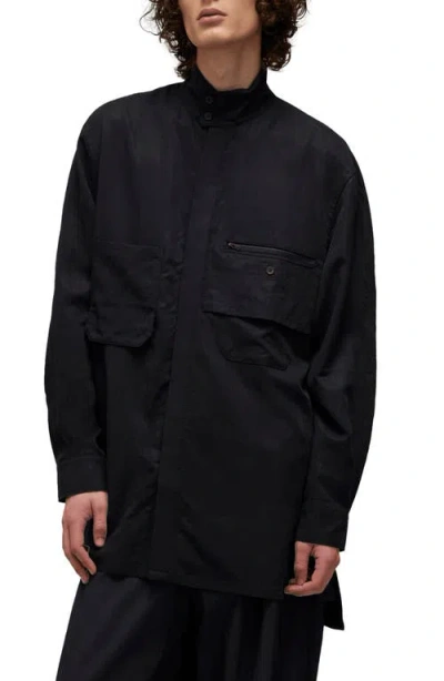 Y-3 Lyocell Blend Overshirt In Black