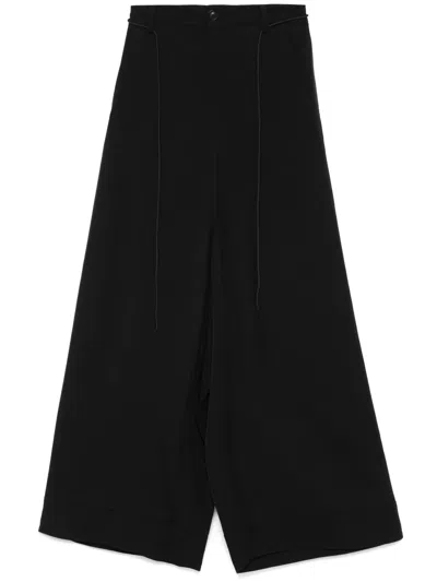 Y-3 Twill Wide-leg Trousers In Black