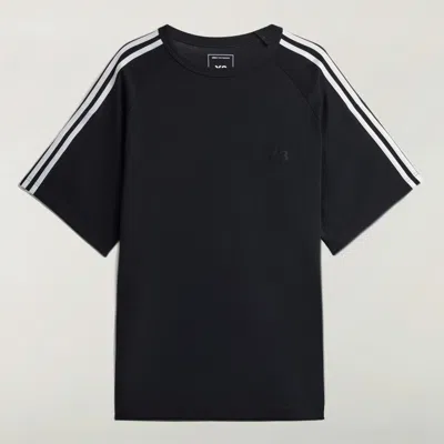 Y-3 Short Sleeve Crew Neck Stripe T Shirt In Blue